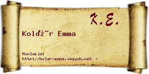 Kolár Emma névjegykártya